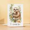 Birthday Card For Mum Card for Mothers Day Birthday Card For Her Birthday Gift For Mum Happy Birthday Card For Mum with Sloth Illustration - Large (5x7) / Blank Message