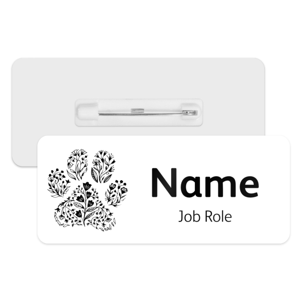 Personalised Vet Name Badge - Floral Paw Print
