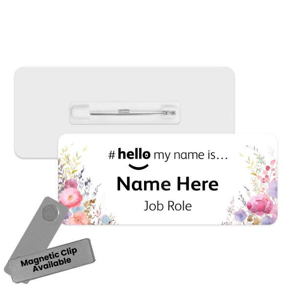 #hello my name is... Name Badge - Watercolour Floral Edges