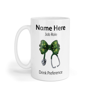 Personalised Ceramic Mug - Shamrock Coquette Bow Ribbon