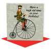 Penny farthing - Victorian cyclist themed birthday card - designed by Erica Sturla - 15cm square and blank inside, made in the UK