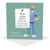 Funny cataract op card to send get well wishes - designed by Erica Sturla - 15cm square and blank inside, made in the UK