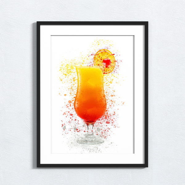 Tequila Sunrise Splash Effect Art Print - A6 (Approx. 10cm x 15cm)