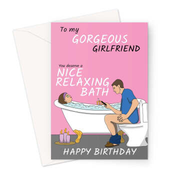 Funny Birthday Card For Girlfriend, Relaxing Bath Pun