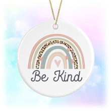 Be Kind Boho Rainbow Round Ceramic Hanging Decoration