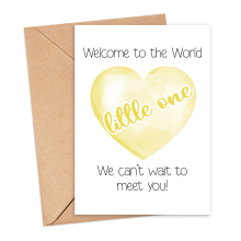 New Baby Card - Welcome to the World Little One - Small (Approx. A6 | 105mm x 148mm | 4.1in x 5.8in) - Standard Smooth Card