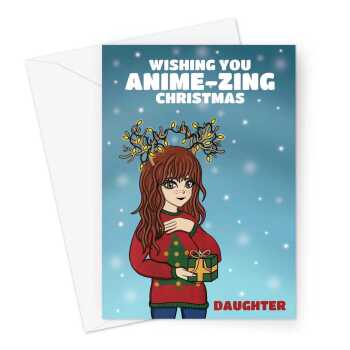 Cute Festive Anime Xmas Card For Daughter