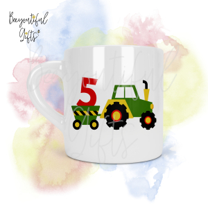 Personalised Tractor 5th Birthday Number Smug Mug® (6oz)