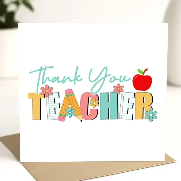 Thank You Teacher Card - Floral Thank You Teacher - Standard Smooth Card