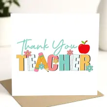 Thank You Teacher Card - Floral Thank You Teacher - Standard Smooth Card