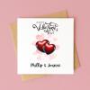Custom Valentines Day Card Romantic Hearts, for Couples Anniversary Balloon Design - Smooth No Message - Kraft Brown