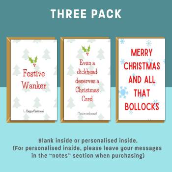 Funny Christmas Cards Bundle - 3 Pack of Xmas Cards - Personalised if needed - For him or For Her - Rude, Adult Christmas Card Pack