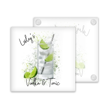 Personalised Vodka & Tonic Glass Coaster with Splash Effect