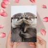 Anniversary Card – Cute Otters Cuddling, Love Card for Husband, Wife, Boyfriend, or Girlfriend - Portrait (5x7) / Blank Inside