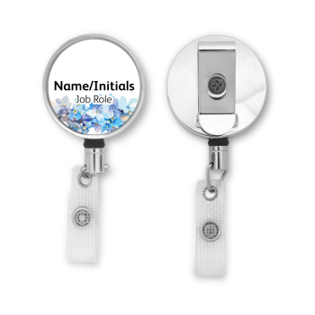 Personalised Metal ID Reel - Forget Me Nots Border