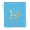 Happy birthday card with a pretty gold foil harebells print - designed by artist Eloise Hall - 15.7 x 11cm and blank inside