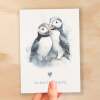 Anniversary or Valentine's Card for Her or Him Anniversary Card for Wife Valentines Day Card For Husband Boyfriend or Girlfriend Puffin Card - Large (5x7) / Blank Message