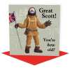 Great Scott! - Captain Scott themed birthday card - designed by Erica Sturla - 15cm square and blank inside, made in the UK
