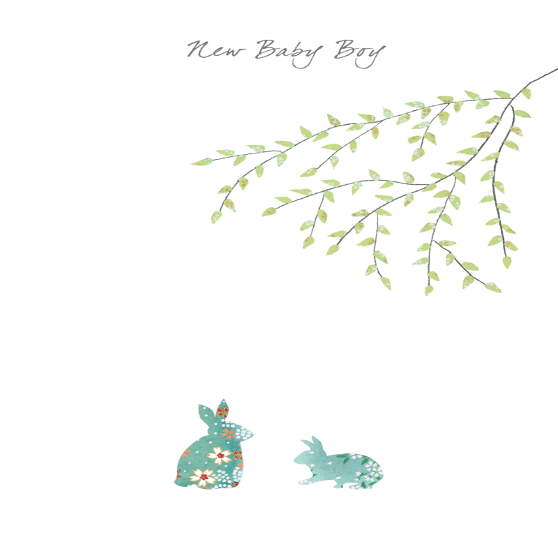 Holy Mackerel bunnies baby boy card - designed by Eloise Hall - 15.7 x 11cm - blank inside