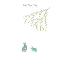 Holy Mackerel bunnies baby boy card - designed by Eloise Hall - 15.7 x 11cm - blank inside