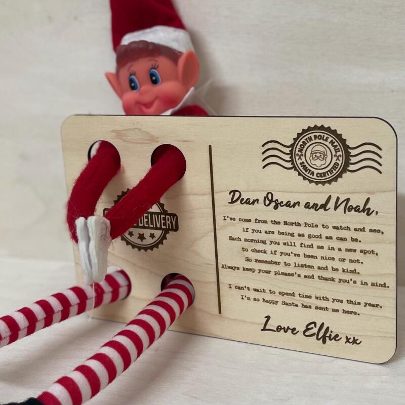 Personalised Elf Arrival Announcement /  Elf Postcard / Elf Arrival Prop / Personalised Elf Arrival Postcard / Christmas Decoration - Love Elfie