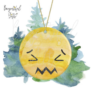 Watercolour Emoji Ceramic Christmas Tree Decoration - Confounded