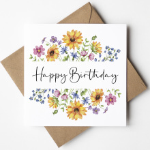 Floral Birthday Cards - Bright Colourful Floral Card - Standard Smooth Card