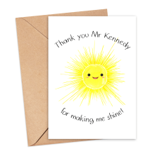 Personalised Thank You Teacher Card - Thank You For Making Me Shine - Small (A6)