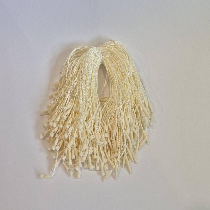 Tag String with Snap Lock | PVC and Polyester | Cord, Twine | Gift, Clothing, Accessories, Labels - White - 100