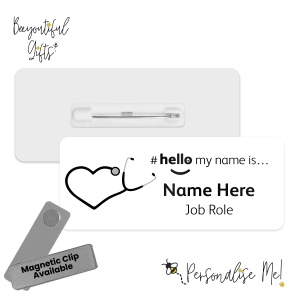 #hello my name is... Name Badge - Heart Stethoscope
