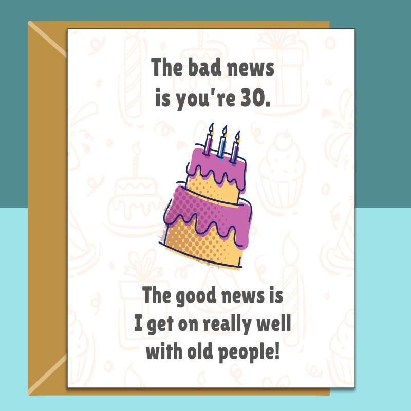 Funny 30th Birthday Card â€“ For Him or Her â€“ Brother, Sister, Friend, Bestie, Cousin, Colleague | Personalised Option | Fast Dispatch - Blank inside - Large - Glossy