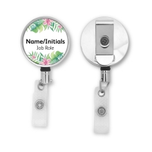 Personalised Metal ID Reel - Tropical Floral Borders