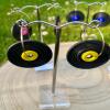 Rockabilly Record Earrings: 50s Style Vinyl Clay Earrings - silver - blue