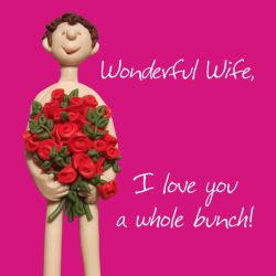 Holy Mackerel wonderful wife funny Valentines day card for her - designed by artist Erica Sturla - 15cm square and blank inside for your message - made in the UK