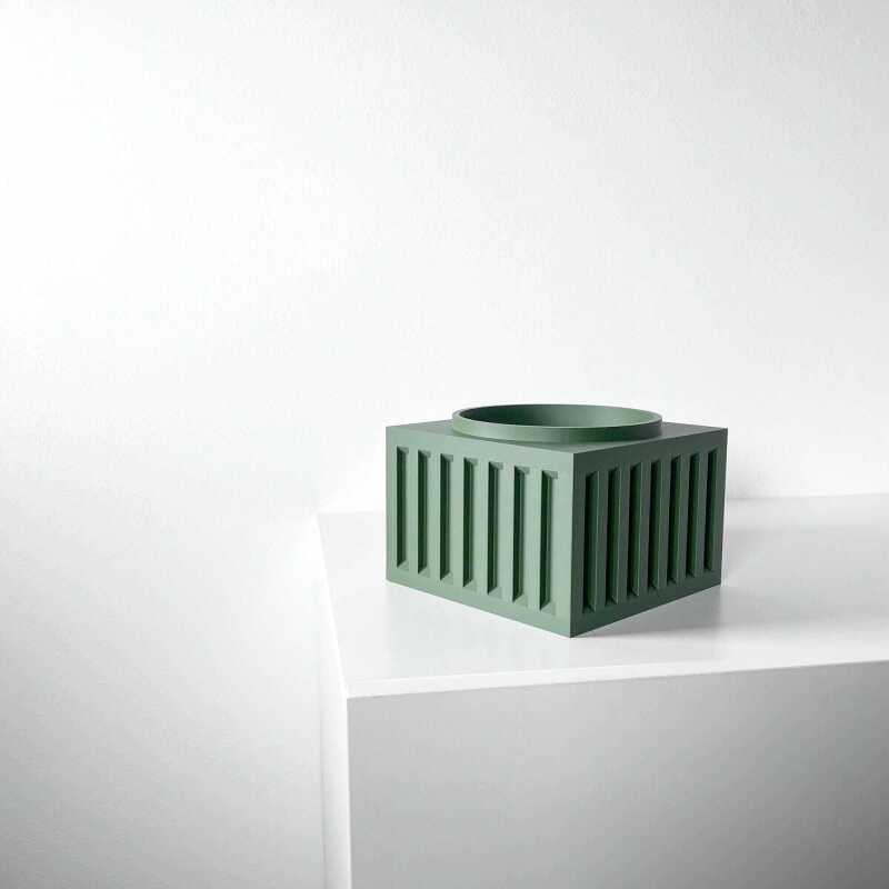 The Larix Planter Pot with Drainage Tray & Stand Included - Matte Dark Green - 3"