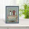 Thinking of you - quayside beach hut themed sympathy card - designed by Seth Draper - 15cm square and blank inside, made in the UK