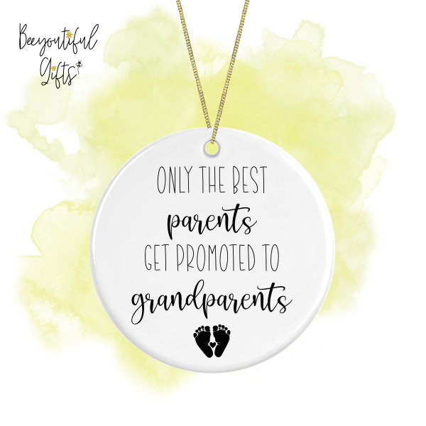 Pregnancy Announcement Ceramic Hanging Decoration - Promoted To Grandparents