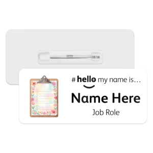 #hello my name is... Name Badge - Watercolour Floral Clipboard