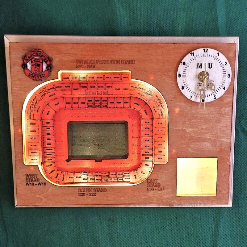 Manchester United Layered LED Clock – Personalised with Engraving