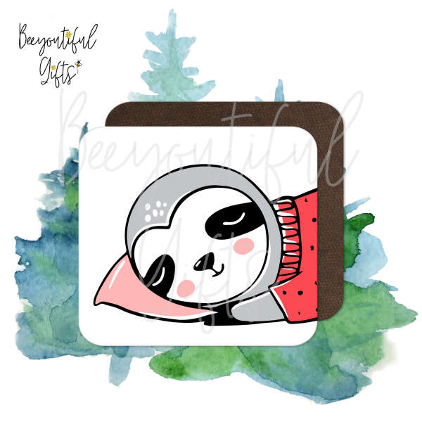Christmas Coaster - Cartoon Sleeping Winter Sloth