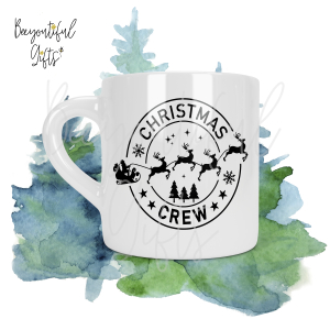 Children's Ceramic Mug - Monochrome Christmas Crew Stamp