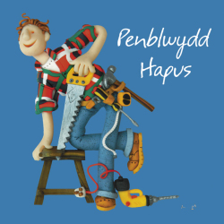 Penblwydd hapus DIY Welsh language birthday card by Erica Sturla. Card is 15cm square and blank inside