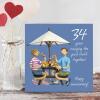 34th Anniversary Card - Enjoying the Good Stuff Together - Fun Polymer Clay Art by Erica Sturla - Made in the UK