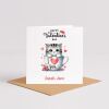 Kitten Valentines day card in a teacup design custom name romantic gift for partner - Smooth No Message - Kraft Brown