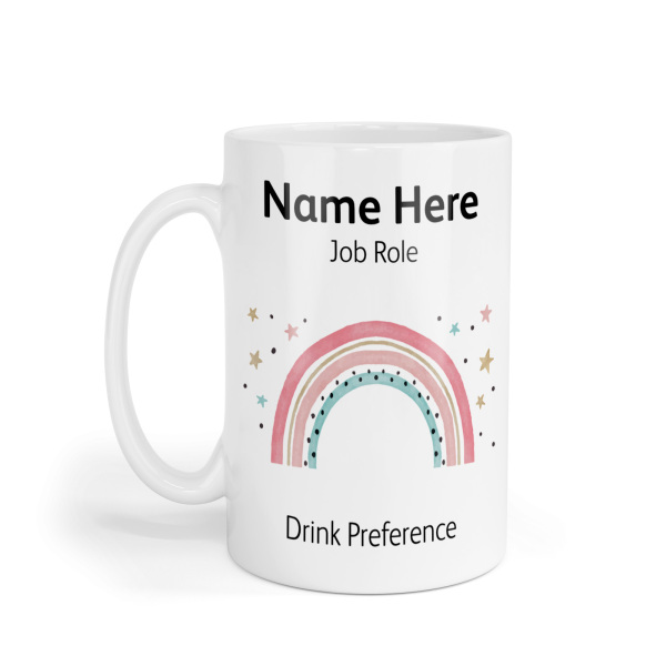 Personalised Ceramic Mug - Watercolour Pastel Rainbow & Stars