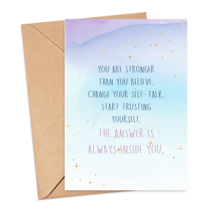 Affirmation Card - The Answer Is Always Inside You - Small (Approx. A6 | 105mm x 148mm | 4.1in x 5.8in) - Luxury Linen Textured Card