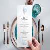 Printed Menu Event for Boy Personalised with Initial and Courses | Teddy Bear | Party, Birthday, Baby Shower, Baptism, Communion - Squared - Sample (not custom)
