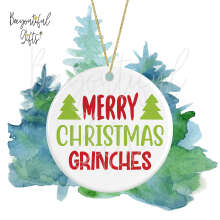 Ceramic Christmas Tree Decoration - Merry Christmas Grinches