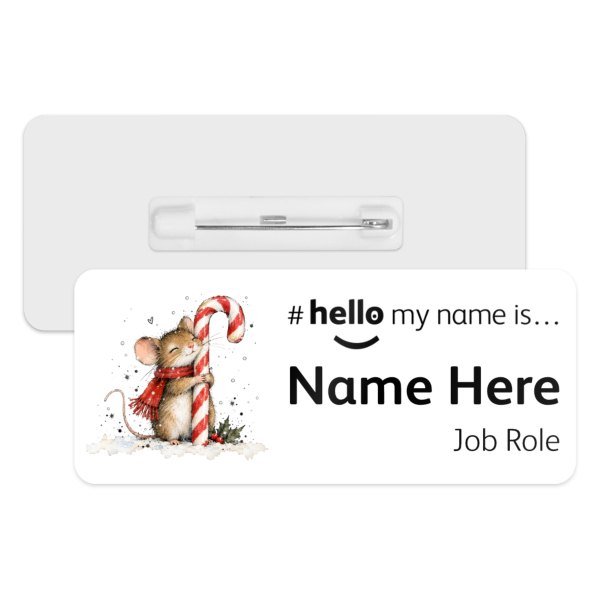 #hello my name is... Name Badge - Whimsical Christmas Dormouse