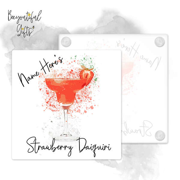 Personalised Strawberry Daiquiri Glass Coaster with Splash Effect